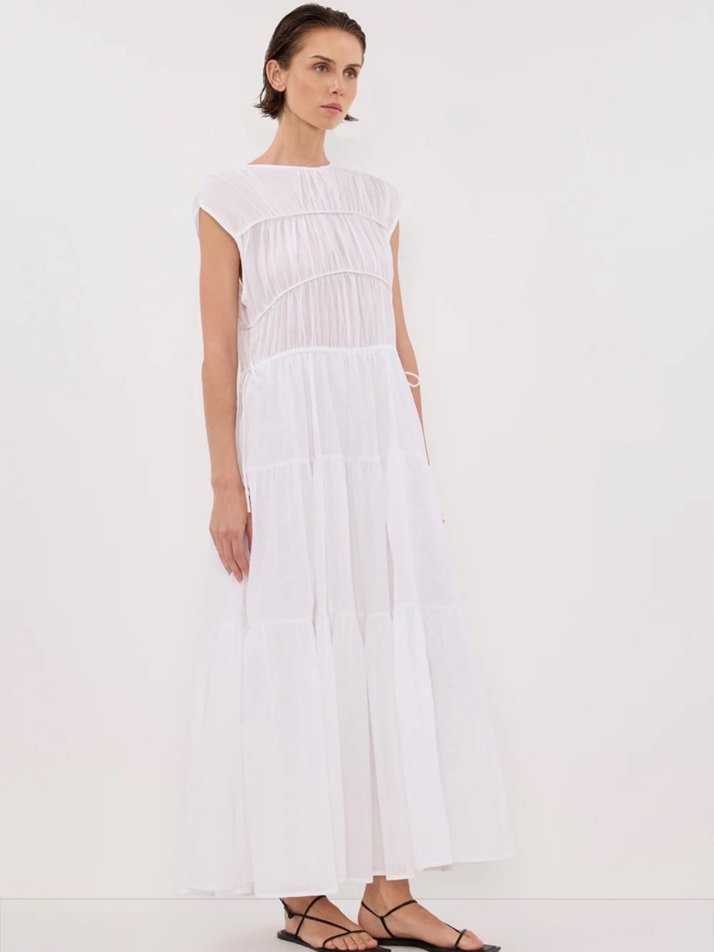 DISSH Flynn White Linen Blend Midi Dress - Picture 3 of 9